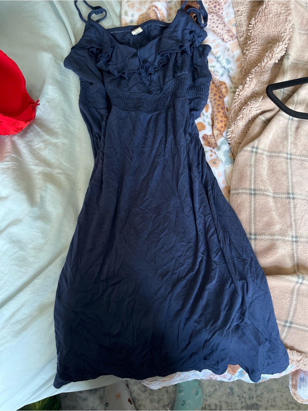 Old Navy Navy Blue Ruffle Midi Dress